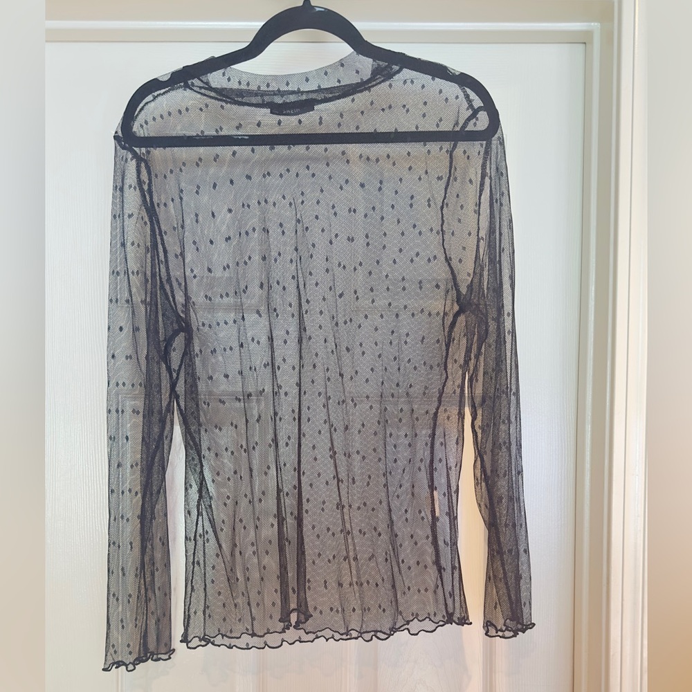 SHEIN Super Cute Sheer Black Long Sleeve Top (JUNIOR PLUS)